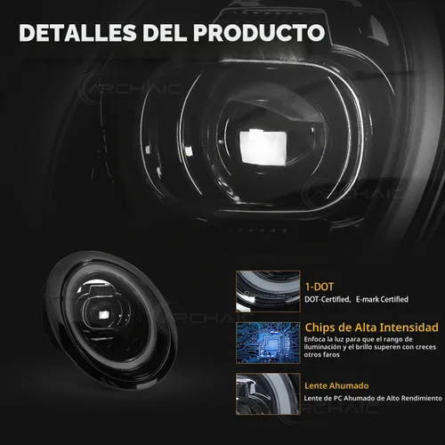 Vista 6 de Archaic Faros delanteros compatibles con Mini Coopers R50 R52 R53 2001-2007, luces delanteras W señales de giro secuenciales, animación DRL, par
