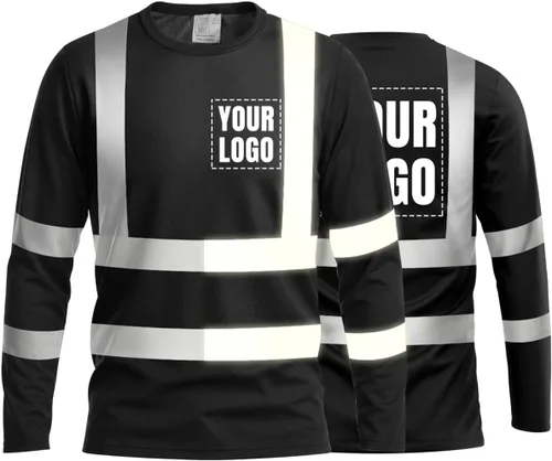 Vista 38 de La alta visibilidad reflexiva de las camisetas de la seguridad del logotipo de encargo Hola Vis de Verde neón - Estilo 8