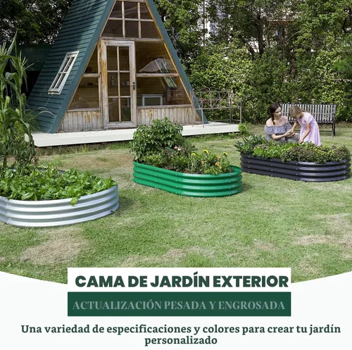 Vista 2 de Land Guard - Kit de maceta de jardín elevada de metal galvanizado, para exteriores, grande, ovalada, para vegetales