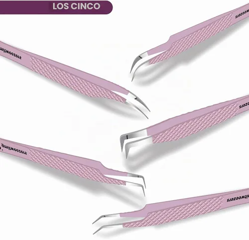 Vista 6 de GMI - Pinzas de pestañas con punta de fibra para extensiones de pestañas, pinzas de precisión antideslizantes para racimos de pestañas, abanicos