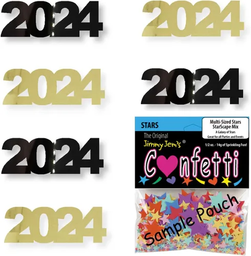 Vista 10 de Confetti Year 2024 Negro, Azul Royal Combo - 2 bolsas de media onza (1 oz)