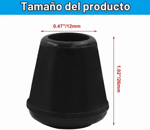 Vista 5 de BokWin Tapas para patas de silla, 16 unidades, 1/2 pulgada, color negro