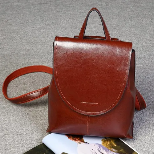 Vista 4 de na - Bolsos de cuero para mujer, mochilas casuales para exteriores, bolsas de mensajero, mochilas pequeñas de moda retro