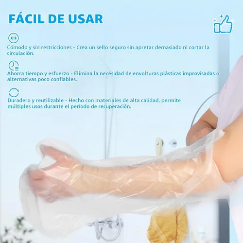 Vista 5 de FRONTLINE Fundas para Yeso de Brazo para Ducha Adulto Protector Impermeable de Yeso y Heridas Sello 100% Hermético Manga Reutilizable Paquete de 3