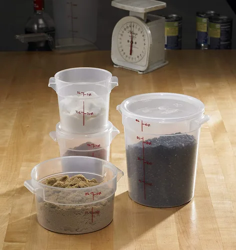 Vista 7 de Lumintrail Cambro recipiente redondo de almacenamiento de alimentos de 2 cuartos de galón, translúcido, con tapa translúcida, paquete con juego