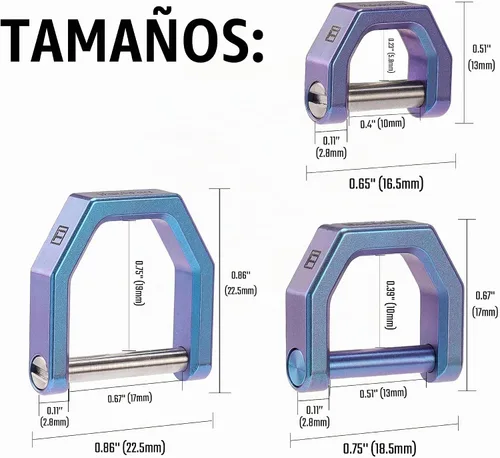 Vista 2 de MecArmy - Organizador de llaves de titanio CH2 con anillo en D, llavero seguro en forma de D para llaveros de automóvil y equipo EDC, alternativa