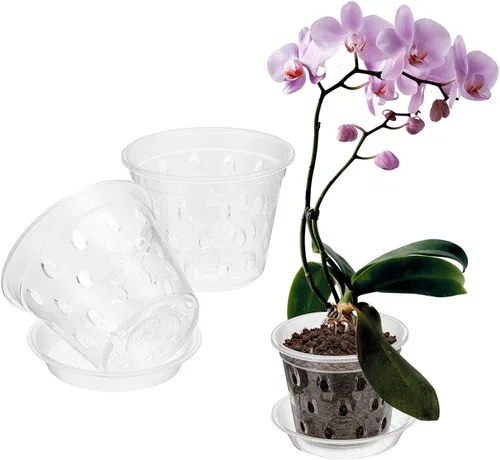 Vista 13 de METALLIXITY Macetas transparentes de orquídeas de 3 pulgadas con agujeros