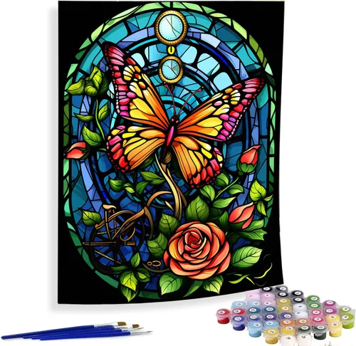 Vista 18 de Diymood Pintura por números para adultos, Navidad, pintura al óleo de muñeco de nieve, kits de pintura acrílica por números para niños, adultos