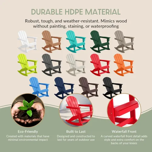 Vista 105 de WestinTrends Silla mecedora Malibu de poliéster para exterior/patio Adirondack, Negra