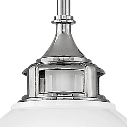 Vista 3 de Hinkley Amelia - Colgante pequeño industrial, 1 luz, cristal ópalo grabado - blanco pulido con detalles de níquel pulido
