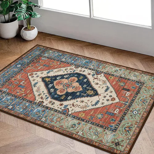 Vista 8 de Beeiva Alfombra bohemia lavable de 2 x 3 pulgadas, tapete ultra fino para puerta de entrada interior, tapete antideslizante para puerta delantera