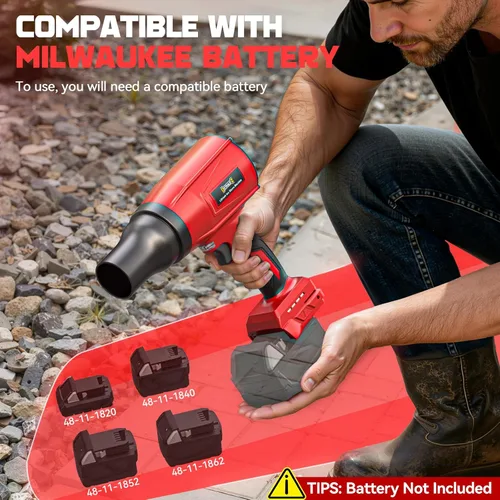 Vista 3 de Soplador de hojas inalámbrico de 800,000 RPM compatible con Milwaukee (solo herramienta), motor sin escobillas, velocidad ajustable, soplador