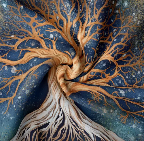 Vista 3 de Tapzen Tapiz de árbol de la vida con diseño de estrella para dormitorio, diseño de bosque natural, para colgar en la pared, galaxia hippie, bohemio
