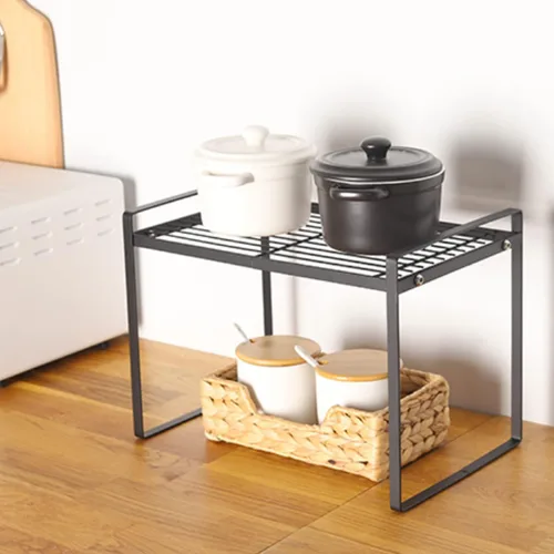 Vista 6 de Estante para gabinete, estante de encimera de cocina de 13 pulgadas, estante de especias apilable de alambre de metal, organizador de encimera que