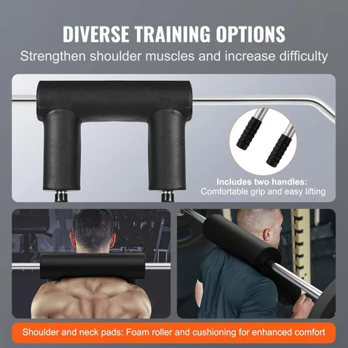 Vista 5 de VEVOR Safety Squat Bar, 700 & 1500 LBS, Plus 500 LBS Hex Barbell Trap Bar, Ideal for Squats, Deadlifts, Lunges, Rehab