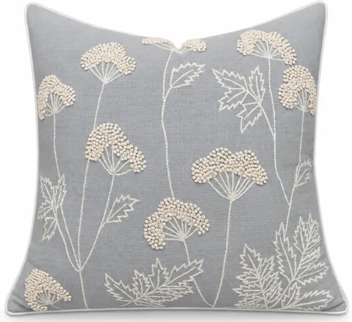 Vista 10 de Rudransha - Funda de almohada bordada a mano, 18 x 18 pulgadas, color Floración-marfil