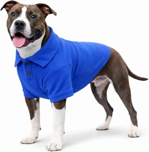 Vista 13 de lovelonglong Polo básico para perro, de algodón de primera calidad, para perros grandes, medianos y pequeños, con cuello de dos botones, color Negro