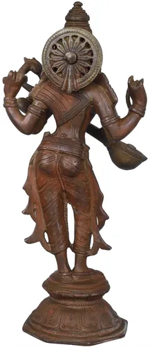 Vista 3 de Exotic India Saraswati de pie - Escultura de latón - Color bronce Hue