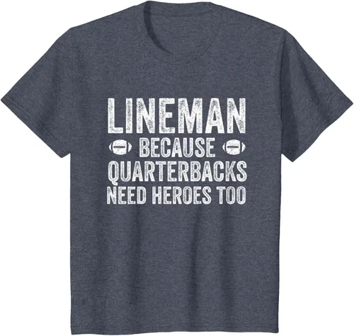 Vista 72 de Lineman Because Quarterbacks Need Heroes Camiseta de fútbol linieros S Negro