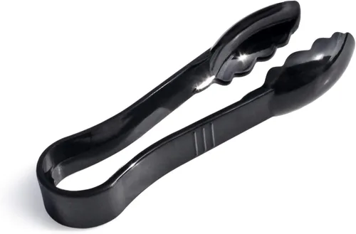 Vista 2 de New Star Foodservice 35698 Utility Tong - Pinzas de plástico de alta temperatura, festoneadas, 6 pulgadas, color negro, juego de 12