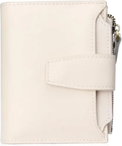 Vista 14 de FT FUNTOR Cartera pequeña para mujer, de piel auténtica, plegable, compacta, con bloqueo RFID, bolsillo con cremallera, ranuras para tarjetas