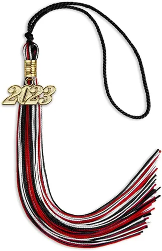 Vista 86 de Endea Graduation Borla mixta de triple color con gota de fecha dorada (negro/dorado/blanco, 2021)