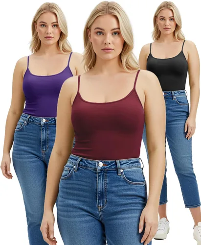 Vista 228 de Emmalise Camisola larga casual básica para mujer, con tirantes ajustables, top en capas