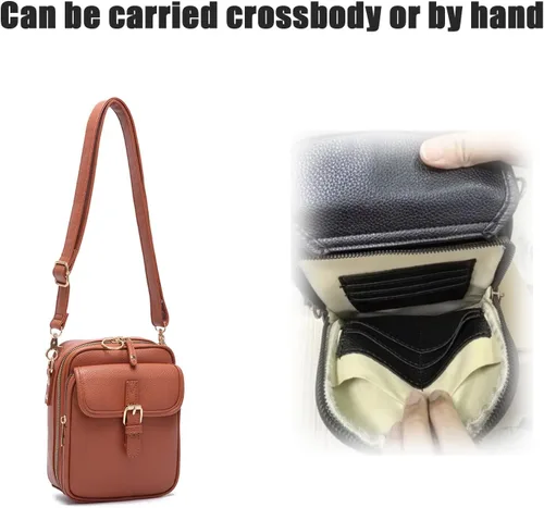 Vista 5 de Comebybuy - Bolso estilo vintage con ranuras para tarjetas, bolsa cruzada para mujer