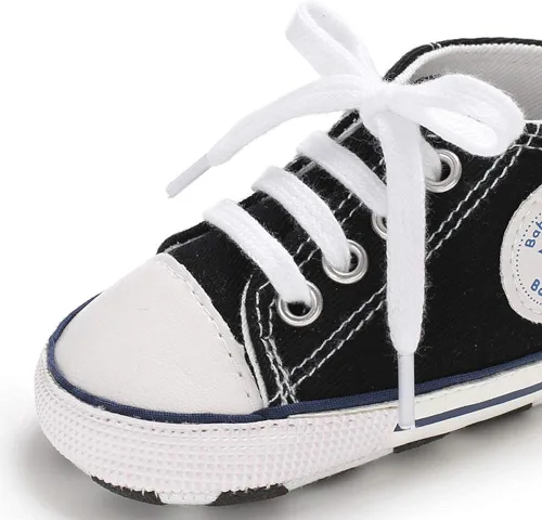 Vista 5 de Zapatos de lona para bebés y niñas, suela antideslizante suave, recién nacidos, primeros caminantes, estrellas, zapatos de mezclilla unisex