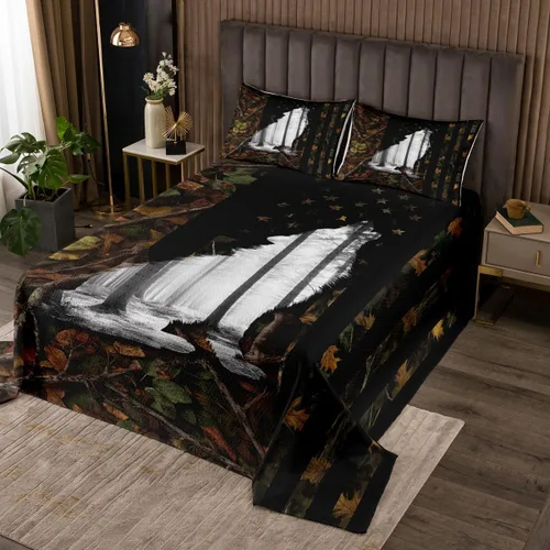 Vista 5 de Erosebridal Juego de edredón de oso tamaño individual, juego de colcha de animales de la selva para niños y niñas, juego de ropa de cama retro