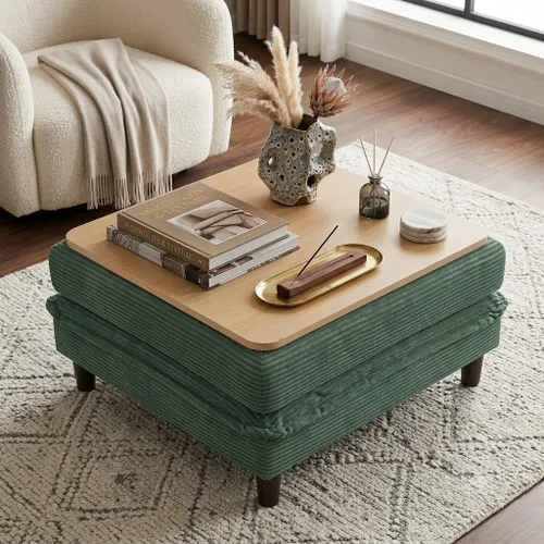 Vista 17 de Sofá de nube en forma de L de 73.5 pulgadas, sofá modular con mesa auxiliar otomana, sofá biplaza de pana con almohada, cómodo y moderno sofá