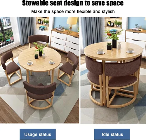 Vista 6 de YVYKFZD Office Reception Room Club Table and Chair Set, Round Conference Table, Simple Coffee Kitchen Dining Table Set, Business Conference Room