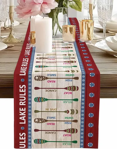 Vista 10 de Artwork Store Camino de mesa de lino y algodón morado, para mesa de comedor, decoración de cocina de granja, decoración de cena de vacaciones, 13 x