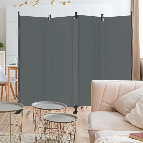 Vista 16 de Divisor de habitación de 3 paneles y pantallas de privacidad plegables con 4 pies de metal curvos, divisor de pared de cubículo para particiones