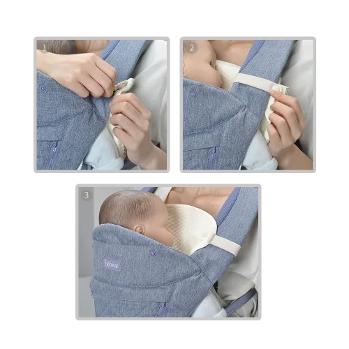 Vista 7 de Bebamour Babero reversible de algodón para todas las posiciones de transporte, babero blanco para niños y niñas (elefante)