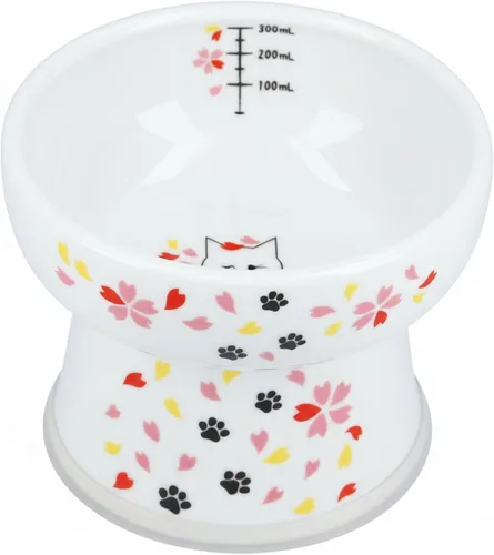 Vista 16 de NECOICHI - Cuenco elevado para agua para gatos, elevado, con líneas de medición, apto para lavavajillas y microondas (gato, extra alto) color blanco