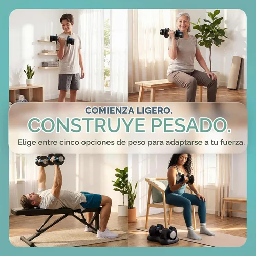 Vista 4 de Lifepro Adjustable Dumbbells & Weights for Home Gym, Quick-Adjust