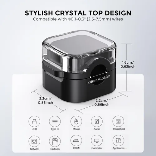 Vista 6 de AhaStyle Organizador de cables magnético [1s Lock] Paquete de 6 soportes para cables