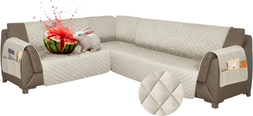 Vista 55 de Fundas para sofá modular, impermeables, 6 piezas, fundas de sofá en forma de L, lavables, antideslizantes, fundas para sofá seccional, suaves