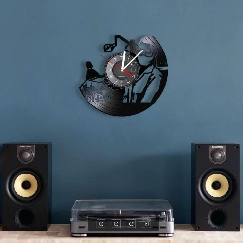 Vista 2 de Reloj de pared de disco de vinilo LED oral de 12 pulgadas con 7 colores cambiantes, silencioso, sin tictac, para dentista, clínica, hospital