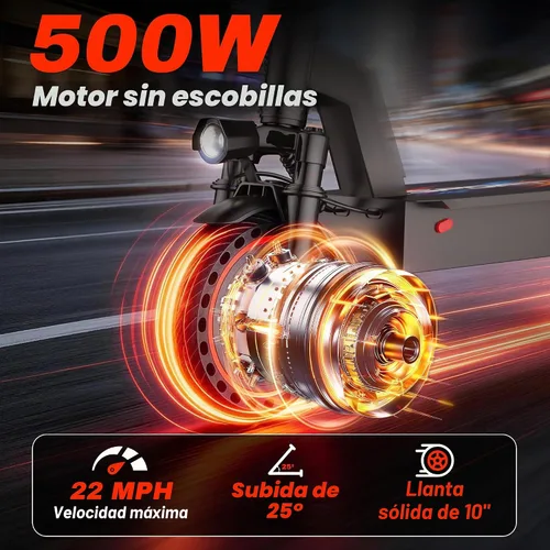 Vista 3 de Scooter eléctrico, scooter plegable E para adultos y adolescentes Gris rojo