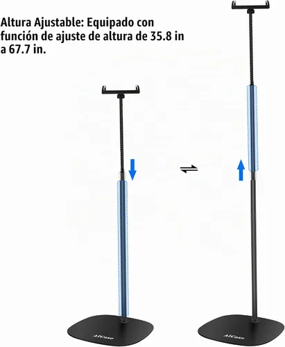 Vista 6 de AICase Aluminio ajustable en altura ajustable (35.8 in - 53.9 in) y base estable de 4.9 lbs con cuello de cisne compatible con iPad/Tablet de 4,6 a