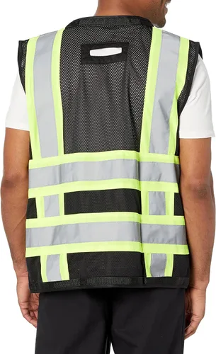 Vista 2 de Radians Tipo O Clase 1 Chaleco de seguridad de agrimensor resistente con cremallera, negro (SV59-1ZBM-L)