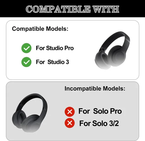 Vista 2 de Aiivioll Studio Pro Diadema para Studio Pro 2023 (Modelo A2924) y Studio 3 (Modelo A1914) Auriculares inalámbricos Bluetooth Studio Pro Kit de Negro