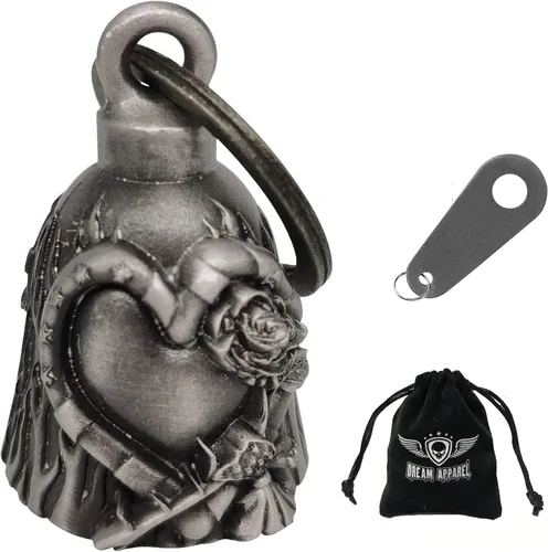 Vista 32 de Dream Apparel Campanas de motocicleta para motociclistas, accesorios de campanas pesadas y llavero para la suerte