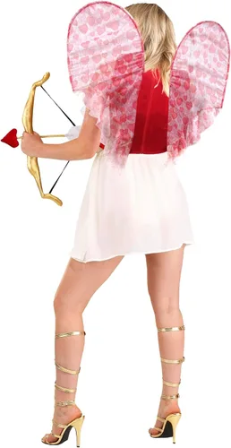Vista 4 de Crimson Cupid Costume Dress for Women Sexy Adult Cupid Outfit Sets Valentines Day Red Angel Wings Accessory