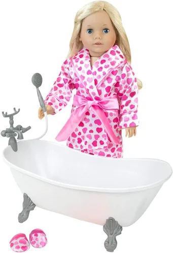 Vista 4 de Bañera blanca para muñeca de Sophia, muñeca de 18 pulgadas con bañera y ducha de mano