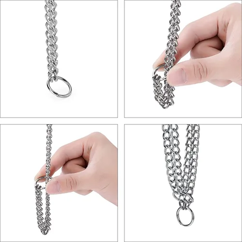 Vista 4 de Collar de cadena para perro, collar de estrangulamiento ajustable para perros pequeños, medianos y grandes (pequeño) Chain Dog Collar, Dog