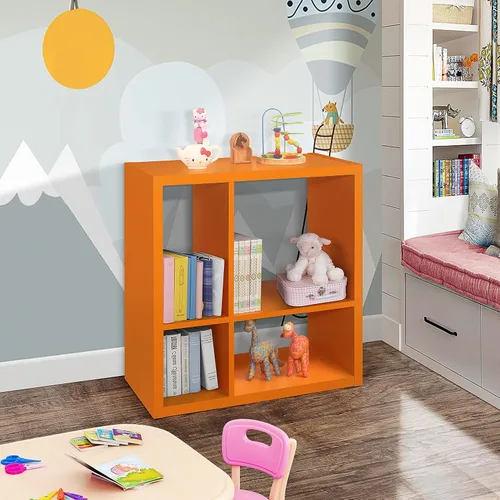 Vista 10 de Kings Brand Furniture - Katelyn - Estantería abierta de 4 cubos, organizador de almacenamiento de juguetes para niños (azul)