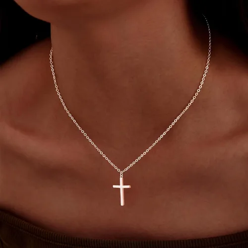 Vista 82 de Collar de cruz para mujeres y niñas, delicado chapado en oro de 14 quilates, gargantilla con dije de cruz que no se deslustra, impermeable, moderno
